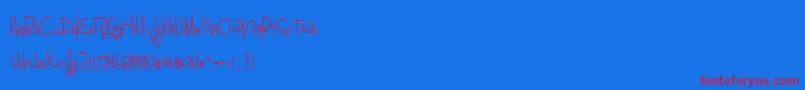 Fonte BlueberryOatmealRegular – fontes vermelhas em um fundo azul