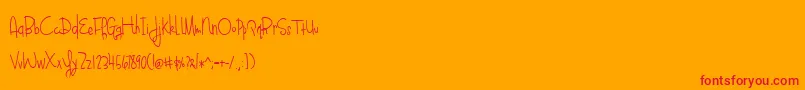 BlueberryOatmealRegular Font – Red Fonts on Orange Background