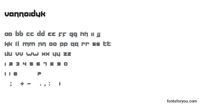 Шрифт Vannoidyk – алфавит, цифры, специальные символы