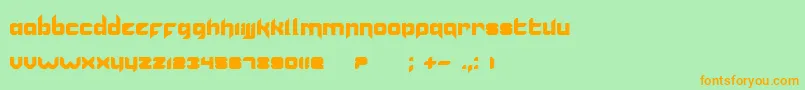 フォントVannoidyk – オレンジの文字が緑の背景にあります。