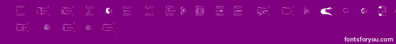 CreateACartoonMaleBasicKit-Schriftart – Weiße Schriften auf violettem Hintergrund