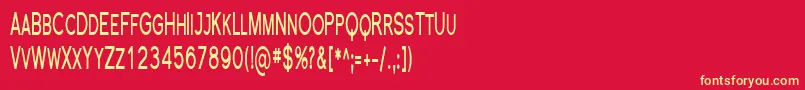 FlorencesansScCompBold-Schriftart – Gelbe Schriften auf rotem Hintergrund
