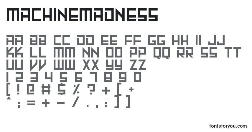 A fonte MachineMadness – alfabeto, números, caracteres especiais