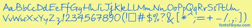 フォントBirchcttNormal – 青い文字が黄色の背景にあります。