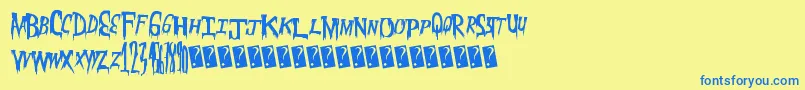 Meatmarket Font – Blue Fonts on Yellow Background