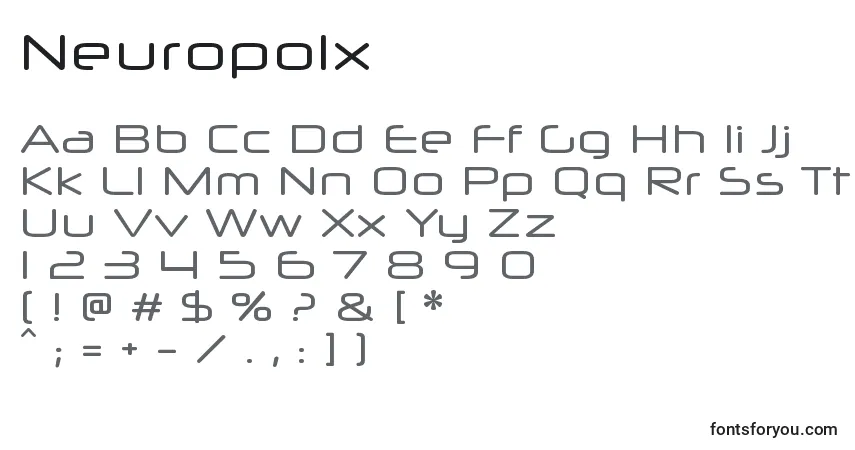 Neuropolx-fontti – aakkoset, numerot, erikoismerkit