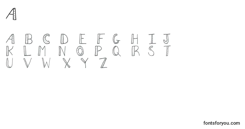 Czcionka Aezdots – alfabet, cyfry, specjalne znaki