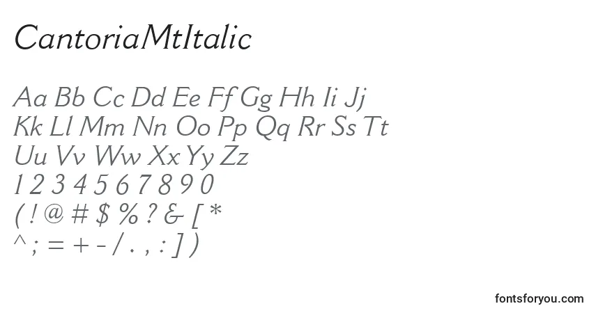 CantoriaMtItalic-fontti – aakkoset, numerot, erikoismerkit