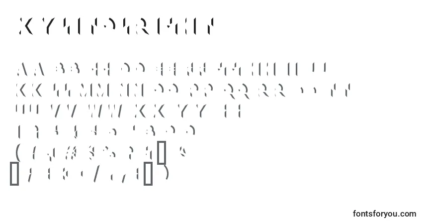 Schriftart XylitolRight – Alphabet, Zahlen, spezielle Symbole