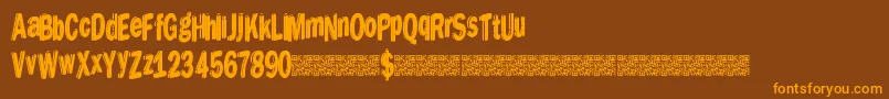 Dreamstencil-Schriftart – Orangefarbene Schriften auf braunem Hintergrund