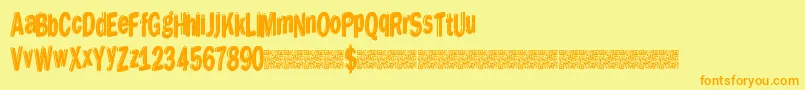 Dreamstencil-Schriftart – Orangefarbene Schriften auf gelbem Hintergrund