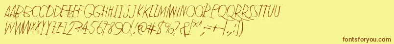 フォントLeanOnMe2 – 茶色の文字が黄色の背景にあります。