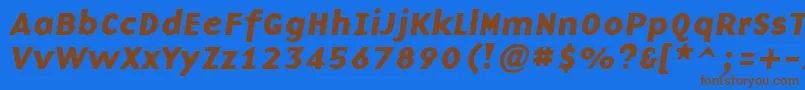 フォントBaseninecBolditalic – 茶色の文字が青い背景にあります。