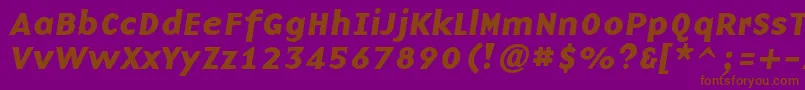 BaseninecBolditalic-Schriftart – Braune Schriften auf violettem Hintergrund