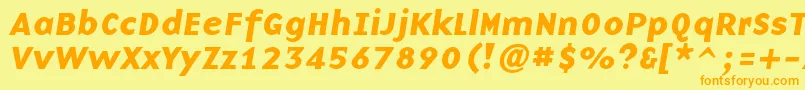 BaseninecBolditalic-fontti – oranssit fontit keltaisella taustalla