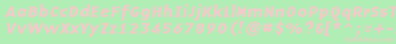 BaseninecBolditalic-fontti – vaaleanpunaiset fontit vihreällä taustalla