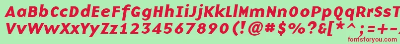 BaseninecBolditalic-fontti – punaiset fontit vihreällä taustalla