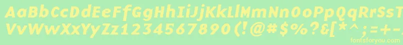 BaseninecBolditalic-fontti – keltaiset fontit vihreällä taustalla