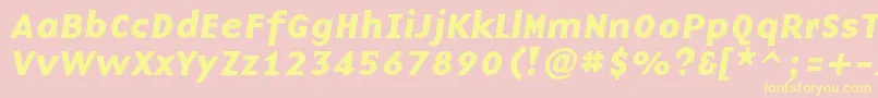BaseninecBolditalic-fontti – keltaiset fontit vaaleanpunaisella taustalla