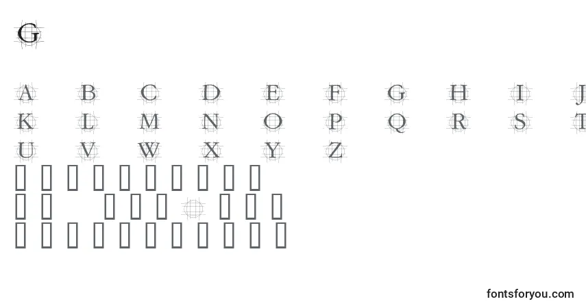 Schriftart Grafrm – Alphabet, Zahlen, spezielle Symbole