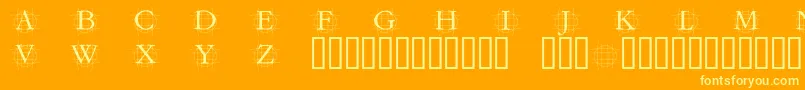 Grafrm-Schriftart – Gelbe Schriften auf orangefarbenem Hintergrund