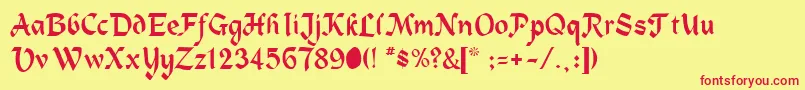 HeidelbergRegular-fontti – punaiset fontit keltaisella taustalla