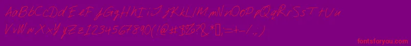 Djsslantserif-Schriftart – Rote Schriften auf violettem Hintergrund