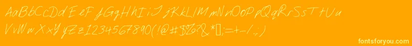 Djsslantserif-Schriftart – Gelbe Schriften auf orangefarbenem Hintergrund