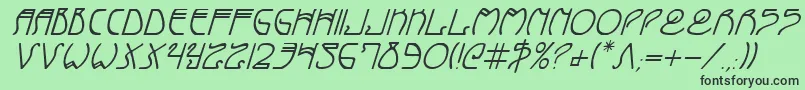 Czcionka CoyoteDecoItalic – czarne czcionki na zielonym tle
