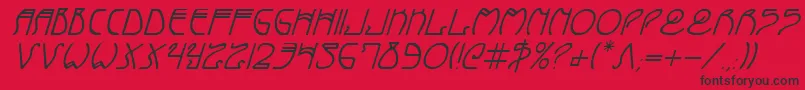 Fonte CoyoteDecoItalic – fontes pretas em um fundo vermelho