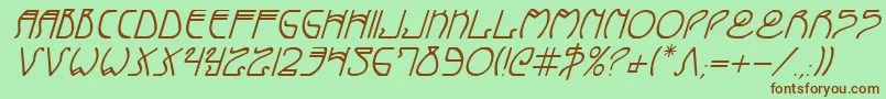 Fonte CoyoteDecoItalic – fontes marrons em um fundo verde