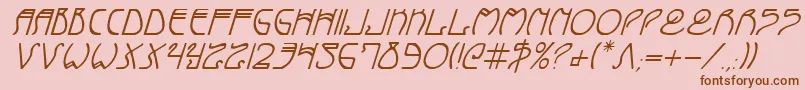 フォントCoyoteDecoItalic – ピンクの背景に茶色のフォント