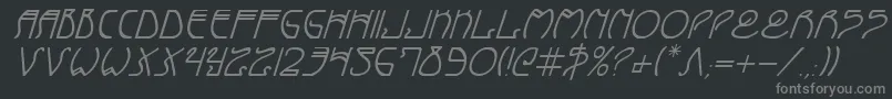 フォントCoyoteDecoItalic – 黒い背景に灰色の文字