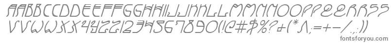 CoyoteDecoItalic-fontti – harmaat kirjasimet valkoisella taustalla