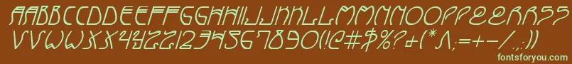 Fonte CoyoteDecoItalic – fontes verdes em um fundo marrom