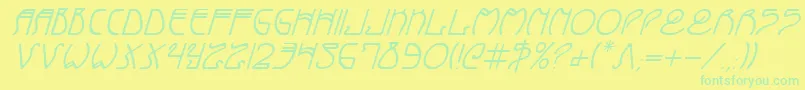 Fonte CoyoteDecoItalic – fontes verdes em um fundo amarelo