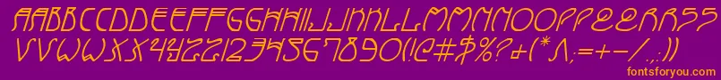 Fonte CoyoteDecoItalic – fontes laranjas em um fundo violeta