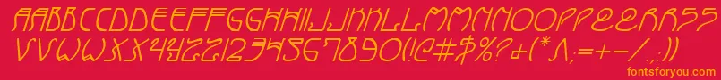 フォントCoyoteDecoItalic – 赤い背景にオレンジの文字