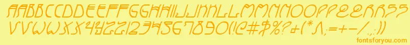 CoyoteDecoItalic Font – Orange Fonts on Yellow Background