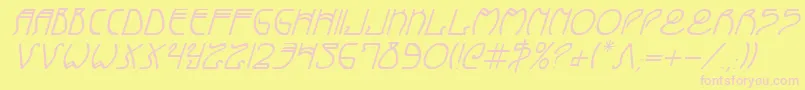 Fonte CoyoteDecoItalic – fontes rosa em um fundo amarelo