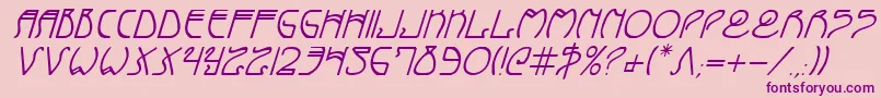 フォントCoyoteDecoItalic – ピンクの背景に紫のフォント