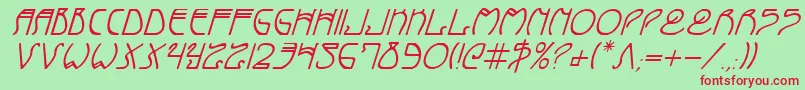 Fonte CoyoteDecoItalic – fontes vermelhas em um fundo verde