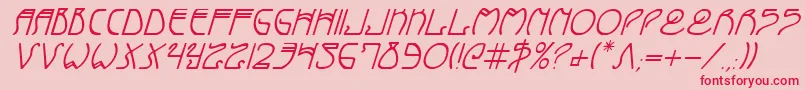 Fonte CoyoteDecoItalic – fontes vermelhas em um fundo rosa