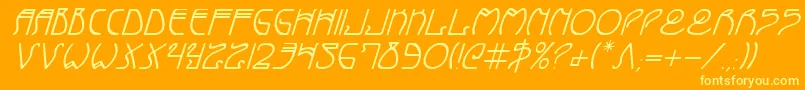 Fonte CoyoteDecoItalic – fontes amarelas em um fundo laranja