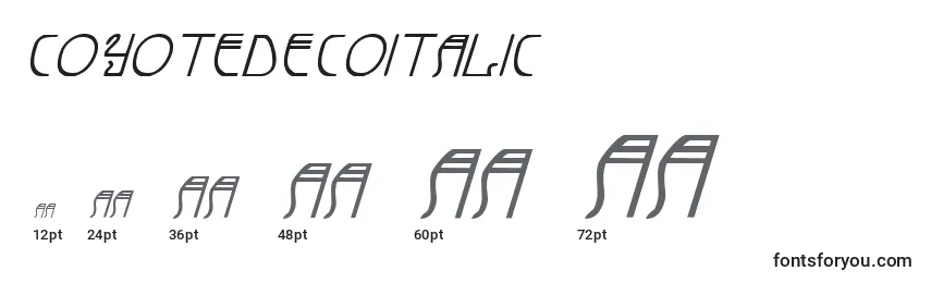Размеры шрифта CoyoteDecoItalic