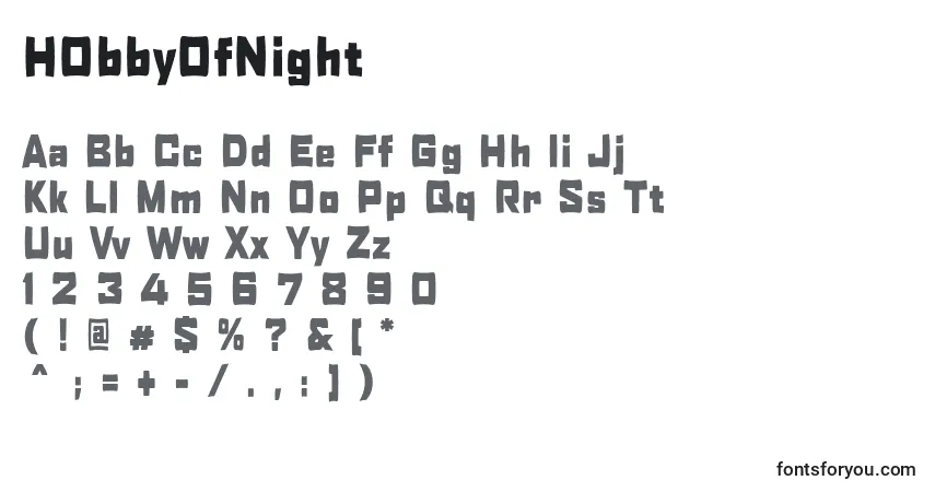 Czcionka H0bbyOfNight – alfabet, cyfry, specjalne znaki