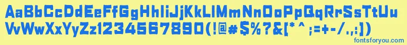 Fonte H0bbyOfNight – fontes azuis em um fundo amarelo