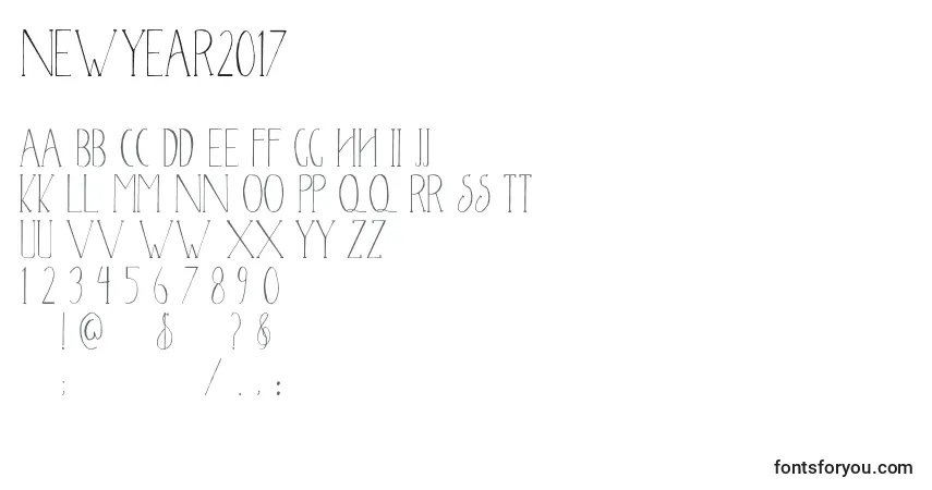 Newyear2017-fontti – aakkoset, numerot, erikoismerkit