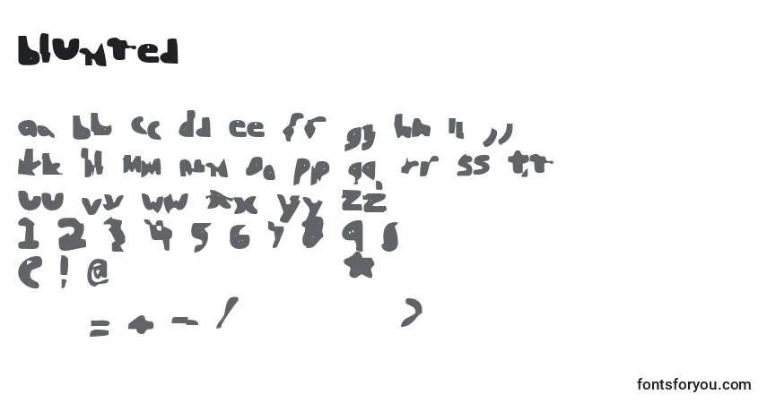 Schriftart Blunted – Alphabet, Zahlen, spezielle Symbole