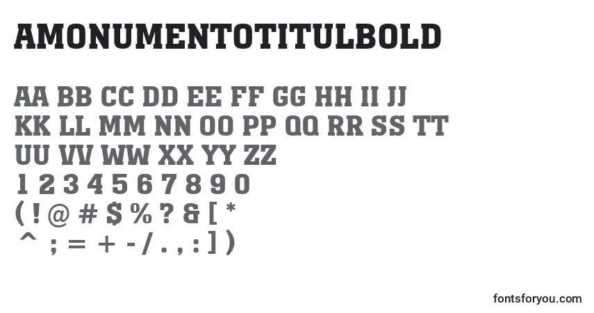 A fonte AMonumentotitulBold – alfabeto, números, caracteres especiais